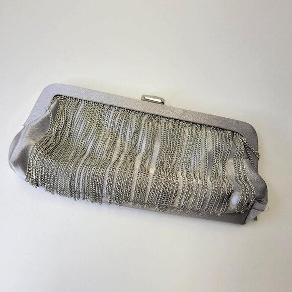 Silver Ruched Clutch Wedding Purse Silvery Evening Purse - Picture 3 of 11
